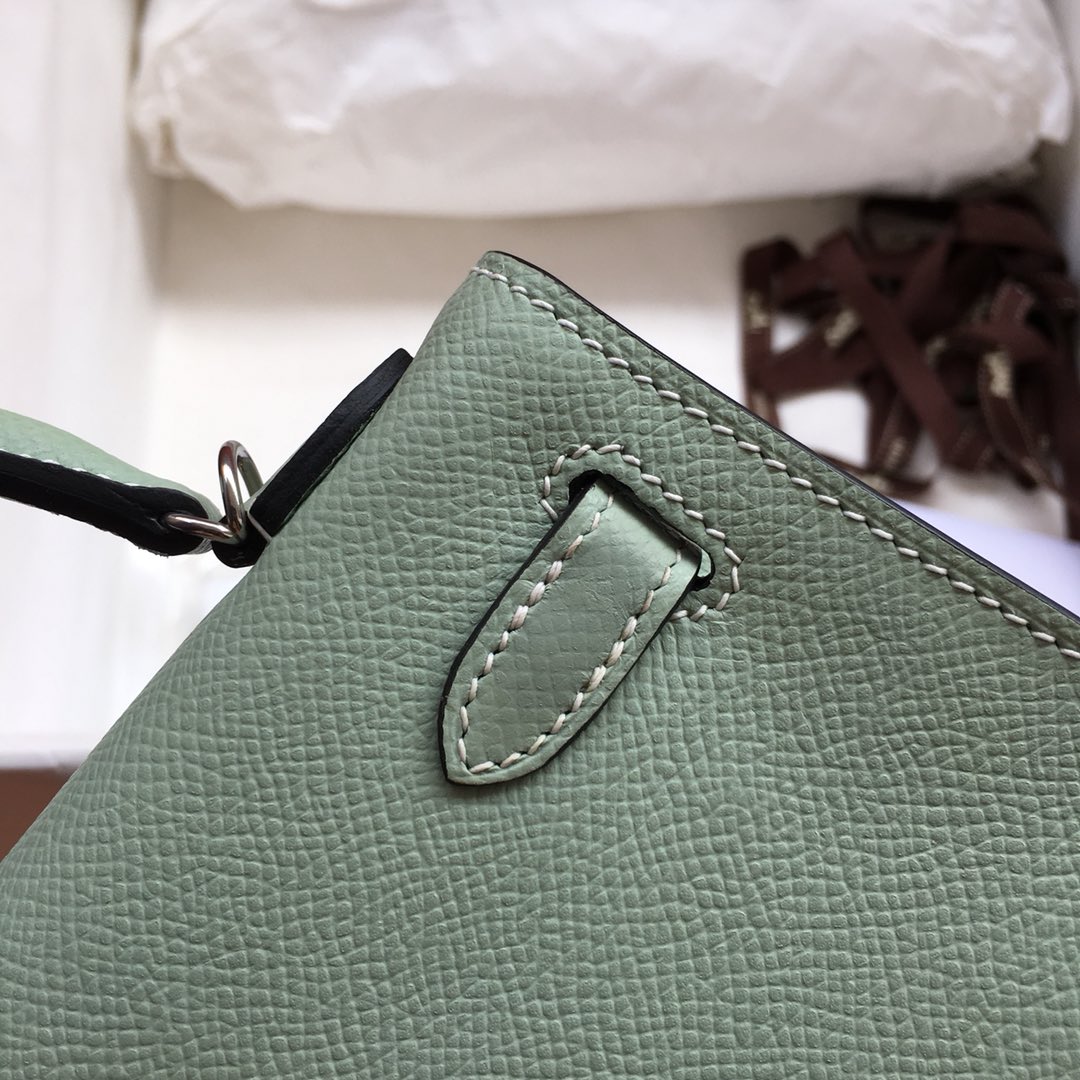 Hermes Kelly Mini II Bag 19CM In Sauge Green Epsom Leather